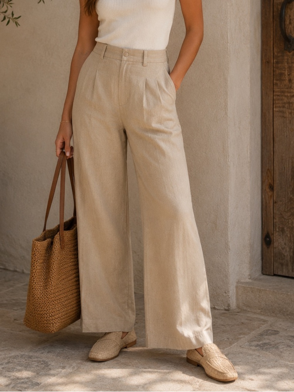 Never worn beige flats
